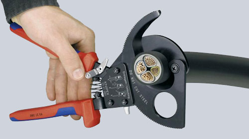 Cable Cutter Ratchet Action Black Lacquered Multi Comp. Grips Aplikasi 3